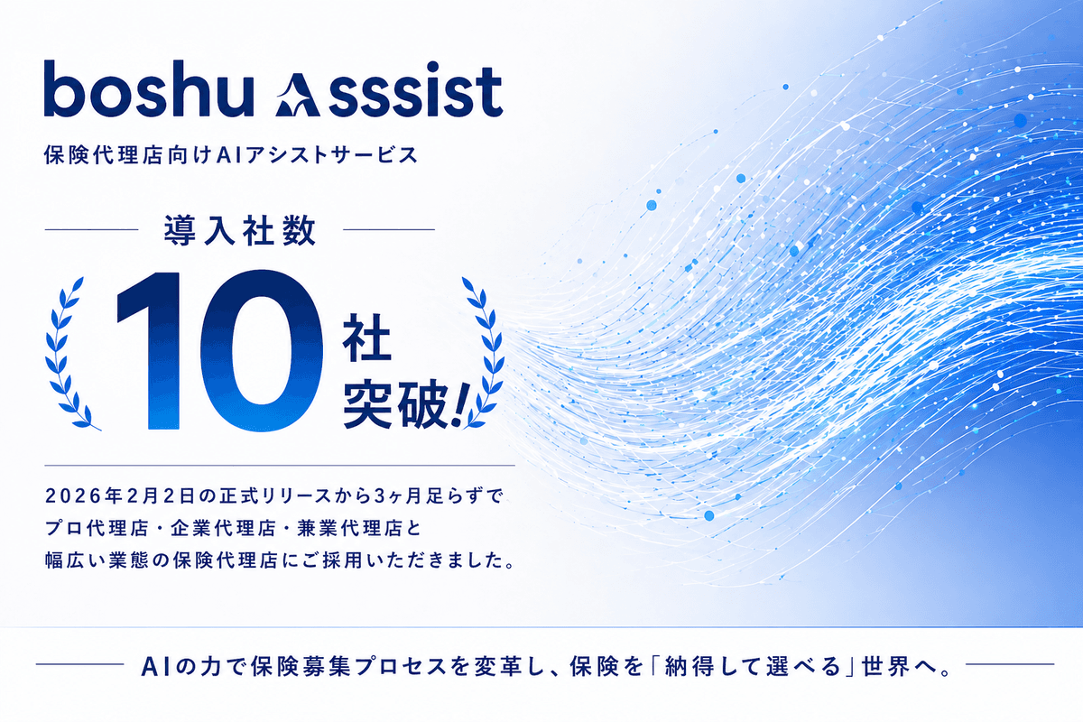 「boshu assist」の導入が10社を突破、総額約5,000万円の資金調達を実施